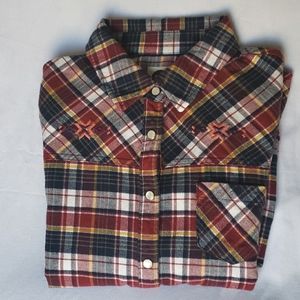 Roxy Red Plaid Flannel Long Sleeve Shirt Size:M